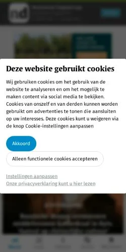 Förhandsvisning av webbplatsen Nederlands Dagblad, medium i Nederländerna för sponsrade artiklar
