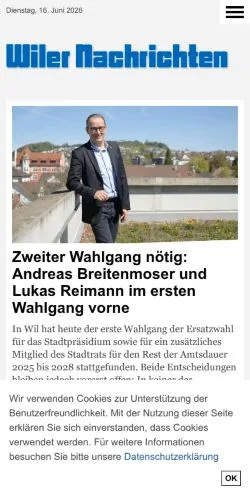 Podgląd witryny Wiler Nachrichten, medium z kraju Szwajcaria do artykułów sponsorowanych
