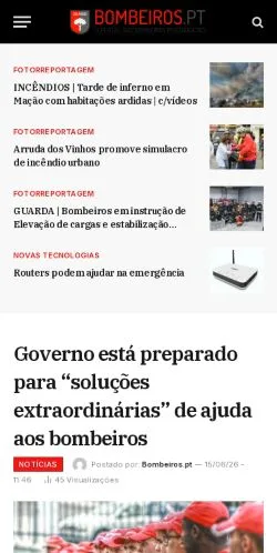 스폰서 기사용 포르투갈 매체 Bombeiros Portugueses 사이트 미리보기