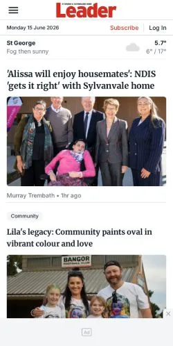 Podgląd witryny St George & Sutherland Leader, medium z kraju Australia do artykułów sponsorowanych