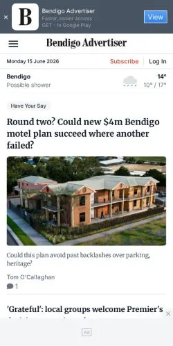 Anteprima del sito Bendigo Advertiser, media di Australia per articoli sponsorizzati