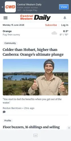 Anteprima del sito Central Western Daily, media di Australia per articoli sponsorizzati