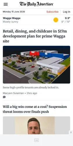 Podgląd witryny The Daily Advertiser, medium z kraju Australia do artykułów sponsorowanych