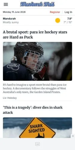 Anteprima del sito Mandurah Mail, media di Australia per articoli sponsorizzati
