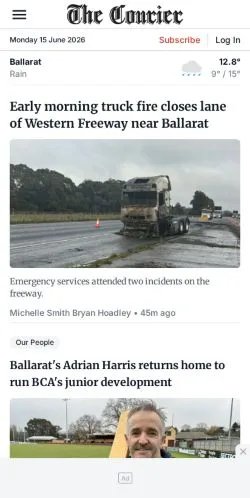 Anteprima del sito The Courier, media di Australia per articoli sponsorizzati