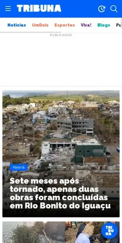 Vista previa del sitio Tribuna PR, medio de Brasil para artículos patrocinados