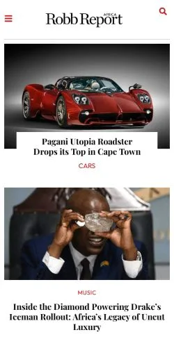 Podgląd witryny Robb Report Africa, medium z kraju Stany Zjednoczone do artykułów sponsorowanych