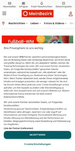 Anteprima del sito Mein Bezirk, media di Austria per articoli sponsorizzati