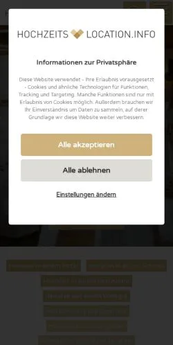 Anteprima del sito Hochzeits Location, media di Germania per articoli sponsorizzati
