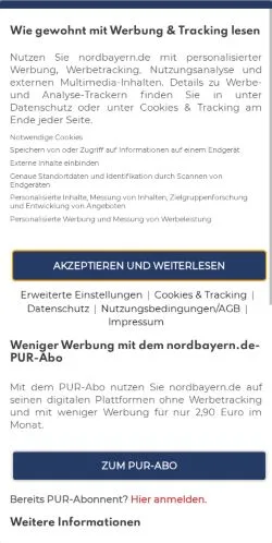 Podgląd witryny Nordbayern, medium z kraju Niemcy do artykułów sponsorowanych