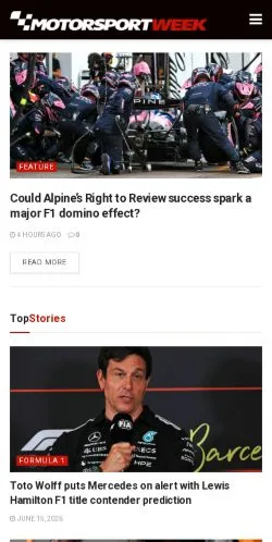 Anteprima del sito Motorsport Week, media di Regno Unito per articoli sponsorizzati