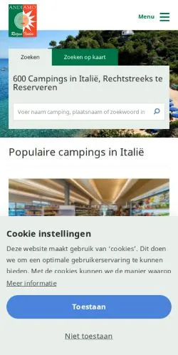 Podgląd witryny Camping Italië, medium z kraju Holandia do artykułów sponsorowanych