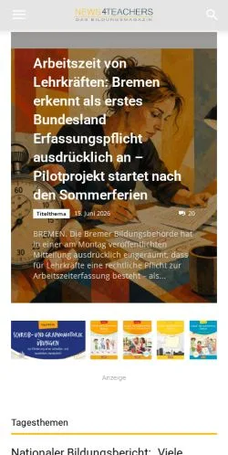 Anteprima del sito News4teachers, media di Germania per articoli sponsorizzati