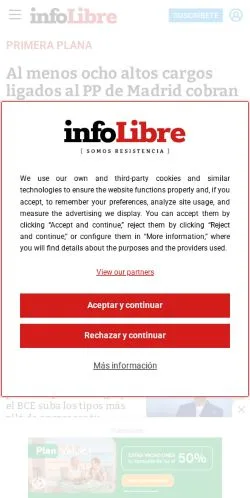 Podgląd witryny InfoLibre, medium z kraju Hiszpania do artykułów sponsorowanych