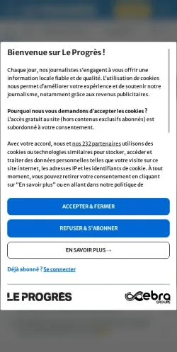 Aperçu du site Le Progrès, référencé pour publier un article sponsorisé
