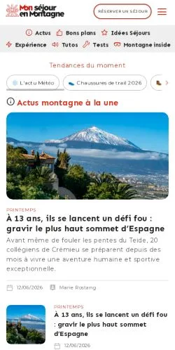 Anteprima del sito Mon Séjour En Montagne, media di Francia per articoli sponsorizzati