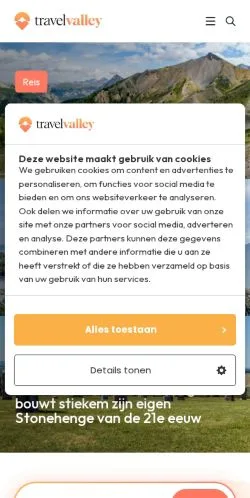 스폰서 기사용 네덜란드 매체 Travelvalley 사이트 미리보기