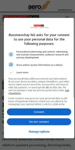Anteprima del sito Business Day, media di Stati Uniti per articoli sponsorizzati