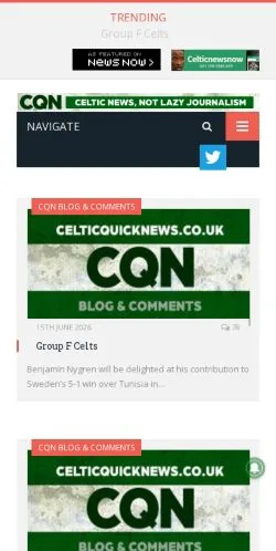 Anteprima del sito Celtic Quick News, media di Regno Unito per articoli sponsorizzati
