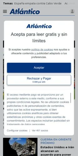Anteprima del sito Atlántico, media di Spagna per articoli sponsorizzati