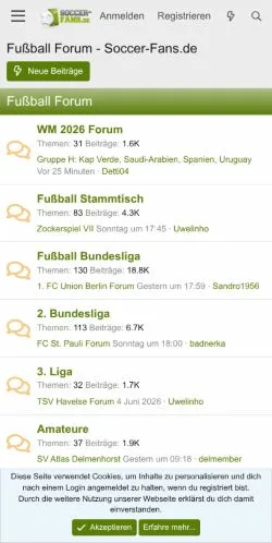 Anteprima del sito Soccer-Fans, media di Germania per articoli sponsorizzati