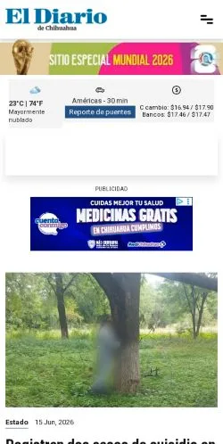スポンサード記事向けのメキシコメディア、El Diario de Chihuahuaのサイトプレビュー