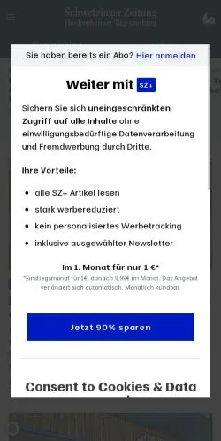 Podgląd witryny Schwetzinger Zeitung, medium z kraju Niemcy do artykułów sponsorowanych
