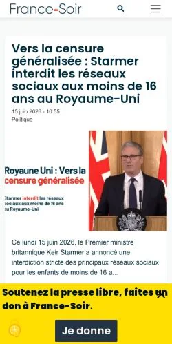 Podgląd witryny Francesoir, medium z kraju Francja do artykułów sponsorowanych
