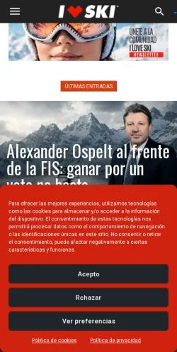 Vista previa del sitio I Love Ski, medio de Estados Unidos para artículos patrocinados