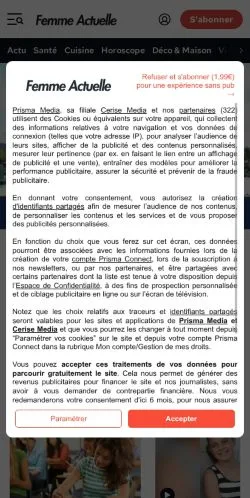 Anteprima del sito Femme Actuelle, media di Francia per articoli sponsorizzati