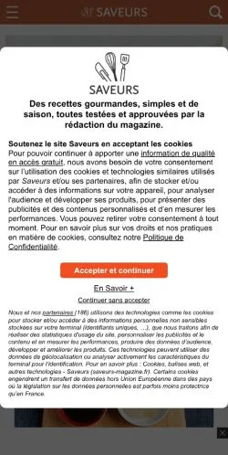 Anteprima del sito Saveurs Magazine, media di Francia per articoli sponsorizzati