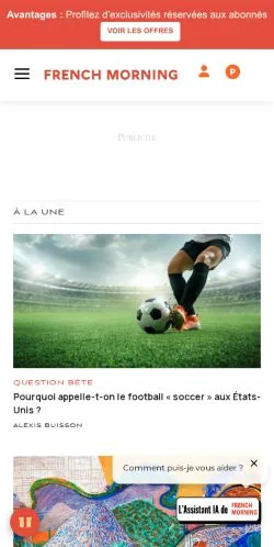 Anteprima del sito French Morning US, media di Francia per articoli sponsorizzati