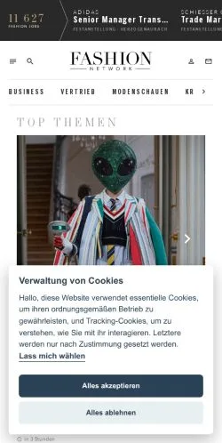 Podgląd witryny FashionNetwork Deutschland, medium z kraju Niemcy do artykułów sponsorowanych