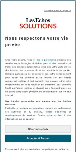 スポンサード記事向けのフランスメディア、Les Echos Solutionsのサイトプレビュー