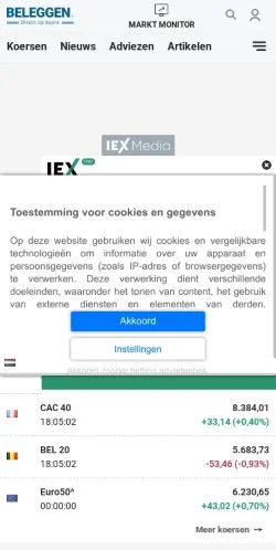 Podgląd witryny Beleggen, medium z kraju Holandia do artykułów sponsorowanych