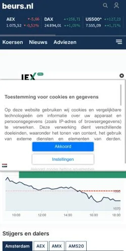Vista previa del sitio Beurs, medio de Países Bajos para artículos patrocinados