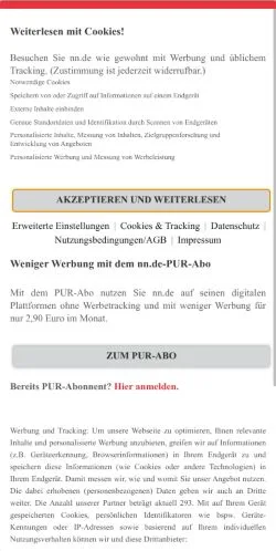 Sponsorlu makaleler için Almanya medyası Nürnberger Nachrichten sitesinin önizlemesi