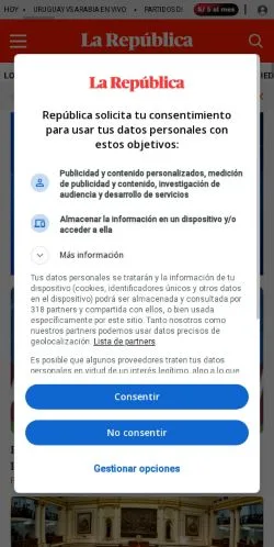 스폰서 기사용 스페인 매체 La República 사이트 미리보기