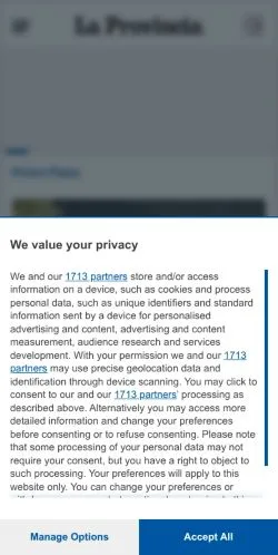 Anteprima del sito La Provincia, media di Italia per articoli sponsorizzati
