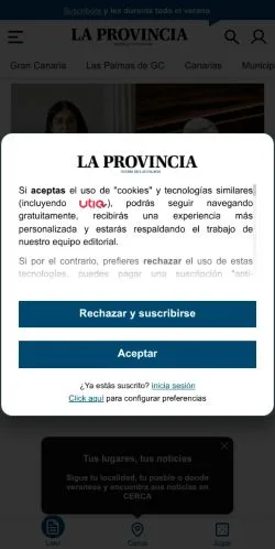 스폰서 기사용 스페인 매체 La Provincia 사이트 미리보기