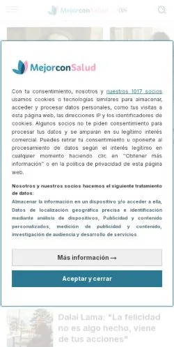 Anteprima del sito Mejor con Salud, media di Spagna per articoli sponsorizzati