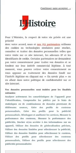 Anteprima del sito L'Histoire, media di Francia per articoli sponsorizzati