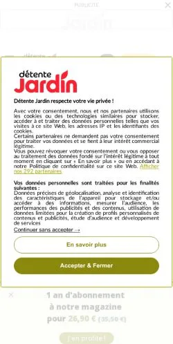 Anteprima del sito Détente Jardin, media di Francia per articoli sponsorizzati