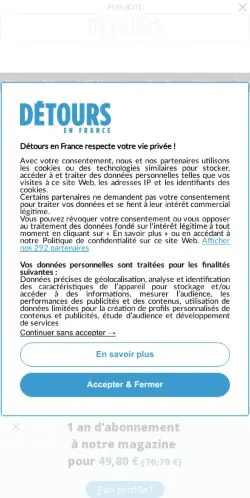 Podgląd witryny Détours En France, medium z kraju Francja do artykułów sponsorowanych