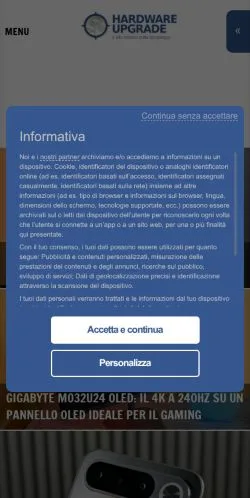 スポンサード記事向けのイタリアメディア、Hardware Upgradeのサイトプレビュー