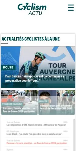 Vista previa del sitio Cyclism'Actu, medio de Francia para artículos patrocinados