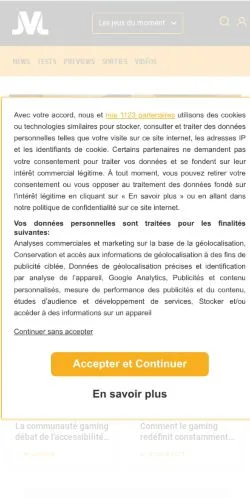 Anteprima del sito JeuxVidéo-Live, media di Francia per articoli sponsorizzati