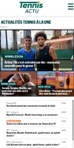 Podgląd witryny Tennis Actu, medium z kraju Francja do artykułów sponsorowanych