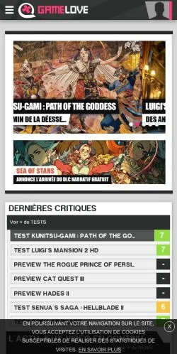 スポンサード記事向けのフランスメディア、Gameloveのサイトプレビュー