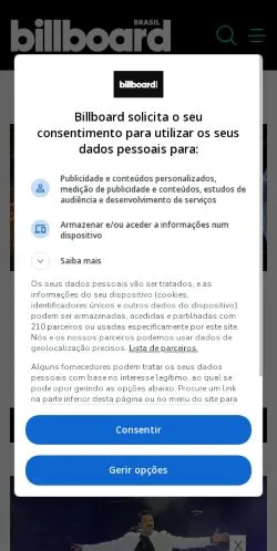 Podgląd witryny Billboard Brasil, medium z kraju Brazylia do artykułów sponsorowanych